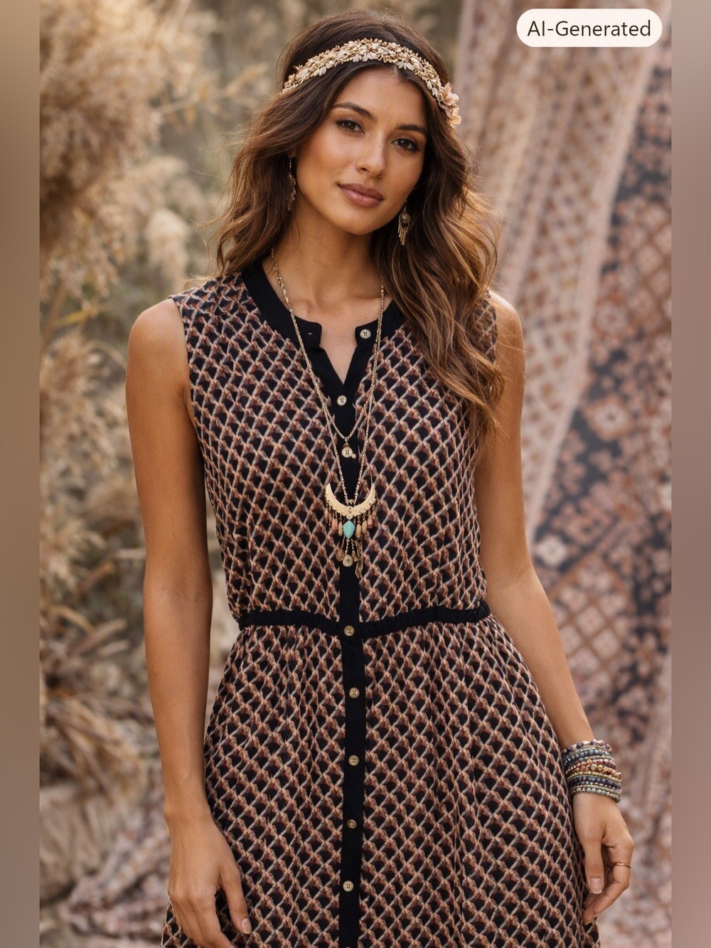 Pink Martini Geometric Patterned Lined Dress Size M